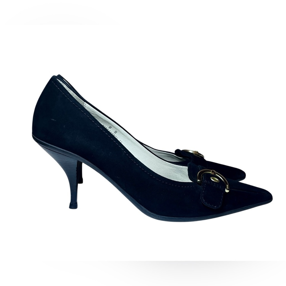 Coach Black Suede Sarrah Kitten Heels 8
Leather Gold Buckle Detail Pointed Toe - Picture 5 of 11